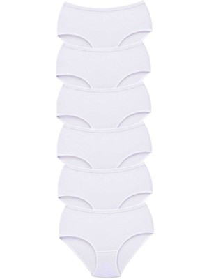 İlk El Grup Ieg™ 6 Adet Tutku Kadın Yüksek Bel Bato Kalın Lastik Külot Beyaz