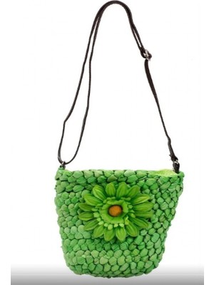 Bay Şapkacı - Papatya Detaylı Örgü Kız Çocuk Çapraz ÇANTA-7030