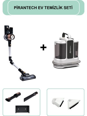 Pirantech ES-511 Katlanabilir Şarjlı Süpürge & KT-703 Koltuk ve Halı Yıkama Makinesi