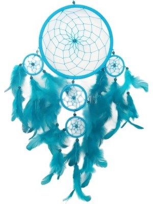 İlk El Grup Ieg™ Turkuaz Rengi Kuş Tüylü Boncuklu Düş Kapanı El Yapımı Duvar Süsü