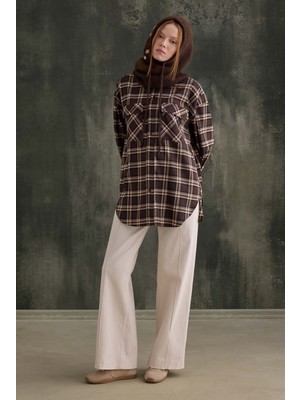 HE-QA Cep Detaylı Ekose Gömlek Acı Kahve