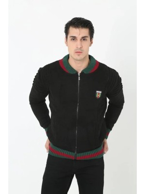 Erkek Tam Fermuarlı Triko Hırka - Siyah