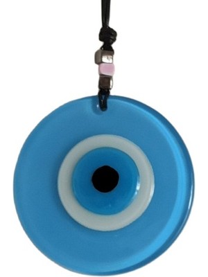 İlk El Grup Ieg™ Nazar Boncuklu Deri Ipli Bebe Mavisi Renginde Cam Duvar Süsü