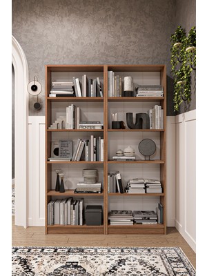 Asra Trend Modern 10 Raflı Ev Ofis Kütüphane Kitaplık %100 MDF Dekoratif Kitaplık K003