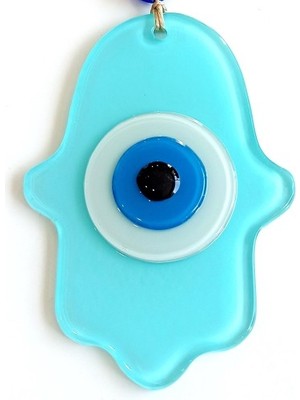 İlk El Grup Ieg™ Nazar Boncuklu Turkuaz Renginde Fatma Ana Bereket Eli Cam Duvar Süsü