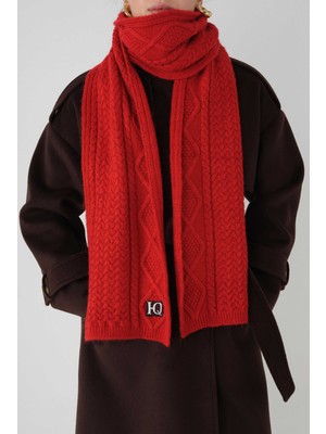 HE-QA Saç Örgülü Atkı Kırmızı
