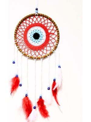 İlk El Grup Ieg™ Nazar Boncuğu Motifli Düş Kapanı El Yapımı Kırmızı Duvar Süsü