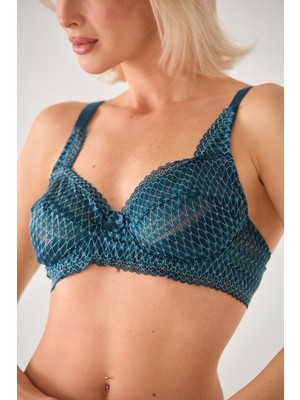 Mistirik Meldola Model Rahat Dantel Detaylı Desteksiz Kadın Sütyen Mavi Renk