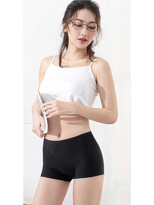 İlk El Grup Ieg™ Kadın Dikişsiz Görünmez Iz Yapmaz Mini Şort Boxer Siyah