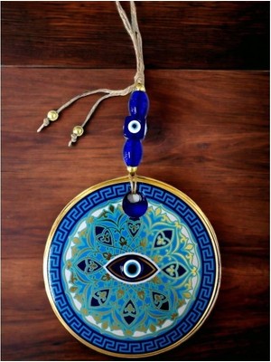 İlk El Grup Ieg™ Nazar Boncuk Gözlü Mavi Çizgili Duvar Süsü Desenli Duvar Dekoru