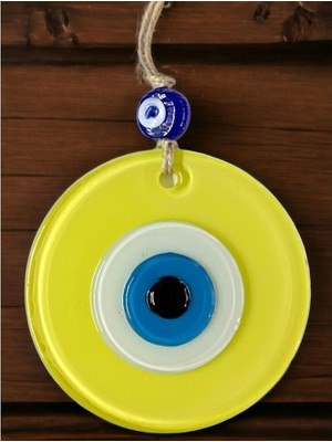 İlk El Grup Ieg™ Mini Boy Sarı Nazar Boncuklu Duvar Süsü 10 cm Cam Duvar Dekoru