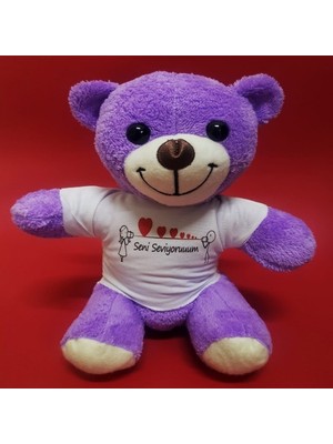 İlk El Grup Ieg™ Mor Ayıcık Seni Seviyorum Baskılı Tişörtlü