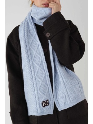 HE-QA Saç Örgülü Atkı Buz Mavi