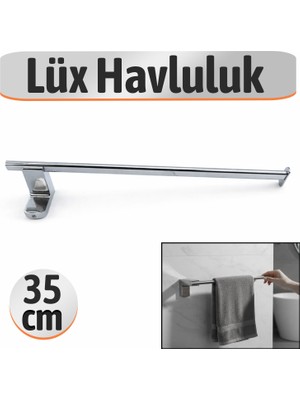 Badem10 Havluluk Krom 35 cm Vidalı Duvara Monte Paslanmaz Duvar Tipi Mutfak Banyo Havlu Aparatı