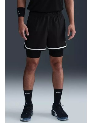 Nike Dna Dri Fit 4 Inç 2 In 1 Basketball Shorts Erkek 10CM Taytlı Basketbol Şortu Siyah