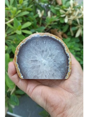 Pozitif Doğal Taş Ortası Kuvars Kristali Dekoratif Akik Parça DA31