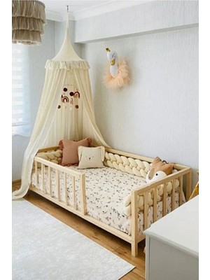 BRK Design Montessori Çocuk Yatağı Ahşap Bariyerli Karyola