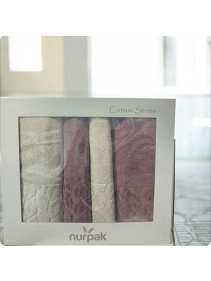 Nurpak Hazal %100 Pamuk Kutulu 2 Adet 50X90 Ve2 Adet 90X150 Banyo Seti