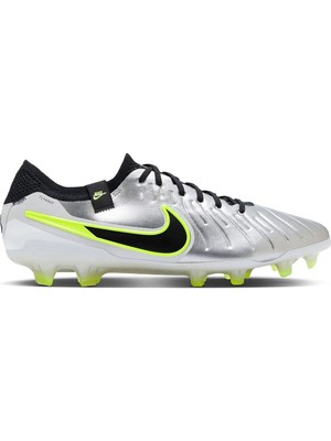 Nike Tiempo Legend 10 Elite Fg Pro Soccer Shoes Çim Saha Kramponu Gri Yeşil