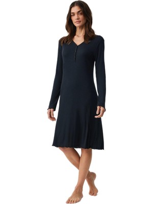 Penye Mood Kadın Siyah Gecelik 9929