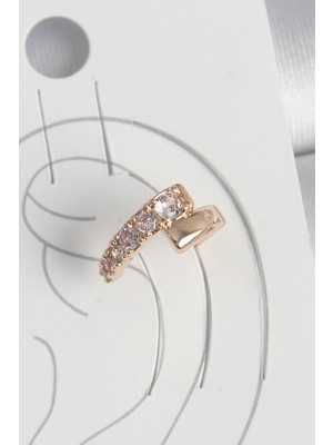 Luz&Pos Pirinç Gold Renk Zirkon Taşlı Kadın Kıkırdak Küpe