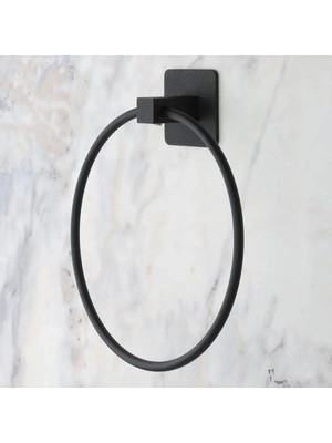 Eco Lounge Kendiliğinden Yapışkanlı Siyah Paslanmaz Metal Yuvarlak Havluluk