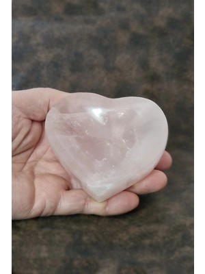 Pozitif Doğal Taş Doğal Pembe Kuvars Kalp Şeklinde Kase 30PKA