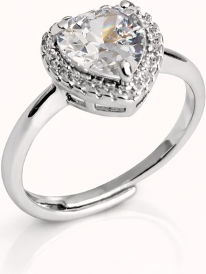 Formzen 316L Paslanmaz Çelik Zarafet Kalpli Yüzük – Ayarlanabilir Işıltılı Tasarım