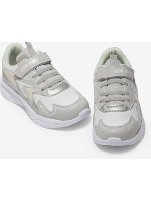 Tonny Black Çocuk Unisex Gri Pembe Eva Faylon Taban Çocuk Unısex Cırtlı Lastik Bağcıklı Spor Ayakkabı