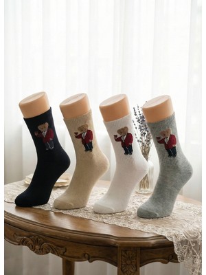 Budy Socks Tüylü Ayı Desenli Tenis 3'lü Çorap