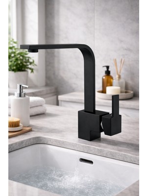 Sardıcı Montana Series Kare Siyah Lavabo Bataryası Beş Yıl Garantili