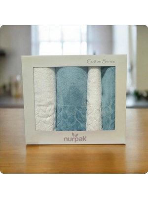 Nurpak Hazal %100 Pamuk Kutulu 2 Adet 50X90 Ve2 Adet 90X150 Banyo Seti