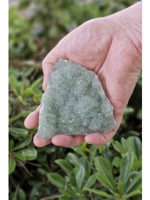 Pozitif Doğal Taş Druse Kristal Yapılı Yeşil Florit Koleksiyonluk Parça 30YF