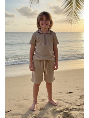 Ugly Duck 3-8 Yaş Arası Waffle Kumaş Şortlu Takım - Bej