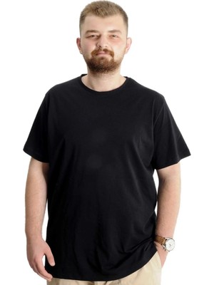 ModeXL Büyük Beden Erkek Tshirt Bisiklet Yaka Basic 20031 Siyah