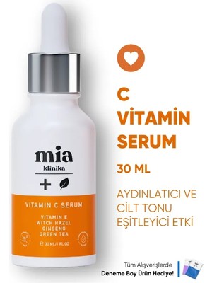 Mia Klinika C Vitamini Serumu 30 ml Aydınlatıcı Etkili Tüm Cilt Tipleri İçin Ampul