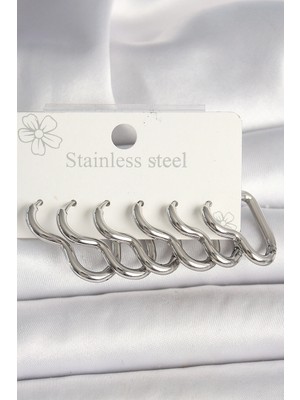 Eco Lounge 316L Çelik Gümüş Renk Kalp Model Kadın Küpe Seti