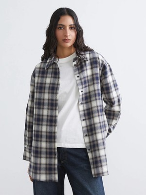 LC Waikiki Mavi Ekose Kadın Oduncu Gömlek Tunik