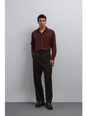 Antioch Koyu Kahve Relax Fit Pilili Erkek Pantolon