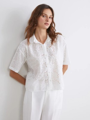 LC Waikiki Ekru Ajurlu Brode Kadın Gömlek