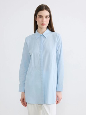 LC Waikiki Mavi Dokulu Kadın Gömlek Tunik