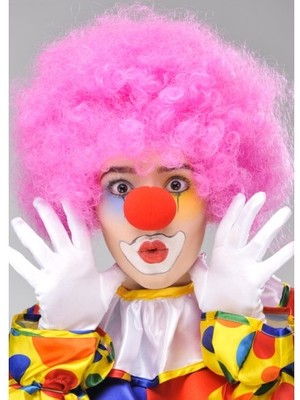 DS LLC Ieg™ Pembe Renk Kıvırcık Afro Bonus Peruk Takma Saç ve Kırmızı Burun Seti DSLLCRS-ETIEG34