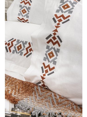 Calantha Home Collection Frida 6 Parça Kiremit Nevresim Takimi %100 Pamuk   200 x 220 cm