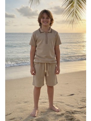 Ugly Duck 9-14 Yaş Arası Waffle Kumaş Şortlu Ikili Takım - Bej