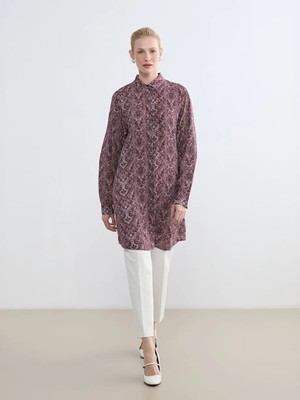 LC Waikiki Bordo Desenli Kadın Gömlek Tunik