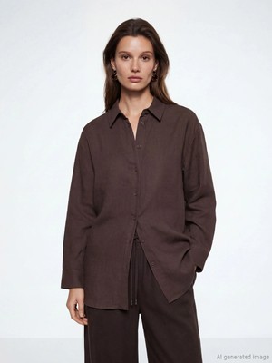 LC Waikiki Kahverengi Müslin Kadın Gömlek Tunik