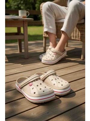 Moda Fiesta Bej Cross Terlik – Ortopedik, Kaymaz Taban, Günlük Ev & Bahçe Terliği