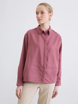 LC Waikiki Mürdüm Saten Kadın Gömlek