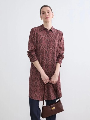 LC Waikiki Bordo Desenli Kadın Gömlek Tunik