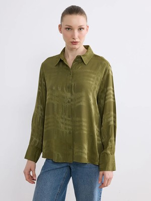 LC Waikiki Yeşil Desenli Kadın Gömlek